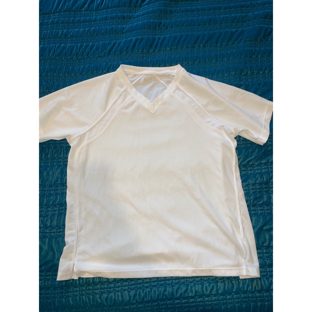 Champion Men's White V-Neck Short Sleeve Athletic T-Shirt‎ Size Medium